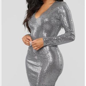 Sequin long sleeve dress